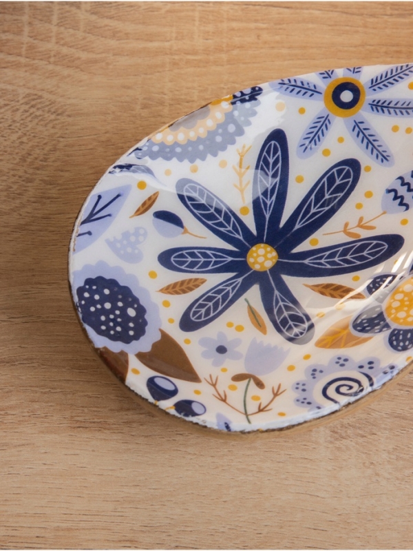 Подставка под ложку "Васильки" дерево манго 25,5х9х3,8 см