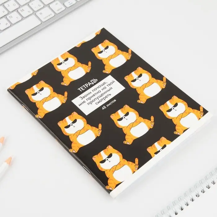 Тетрадь в клетку, 48 л., А5, на скрепке, блок №1 &laquo;Котики приколы&raquo; МИКС