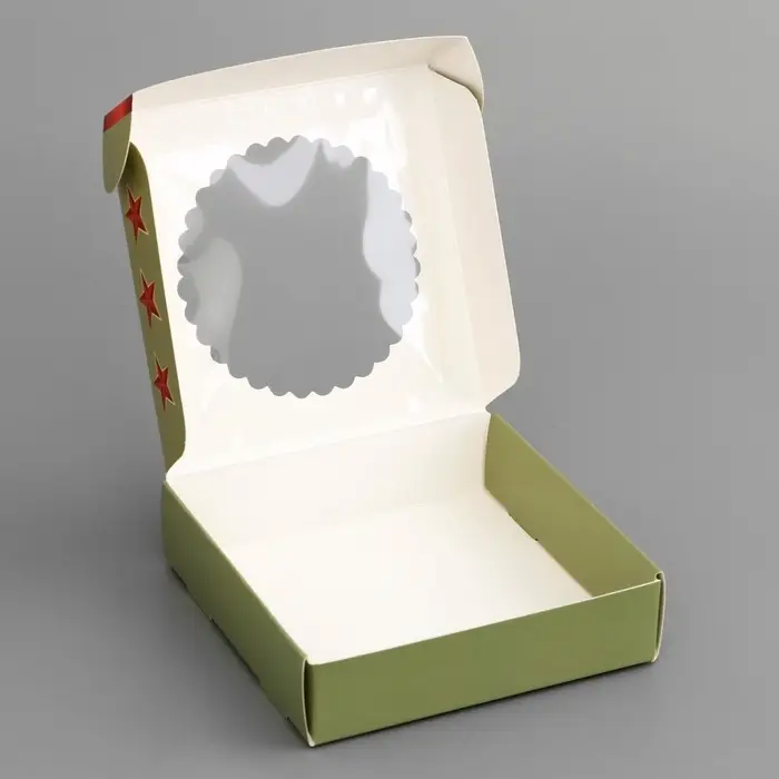 Коробка подарочная сборная с окном, упаковка, &laquo;С 23 Февраля&raquo;, 11.5&times;11.5&times;3 см