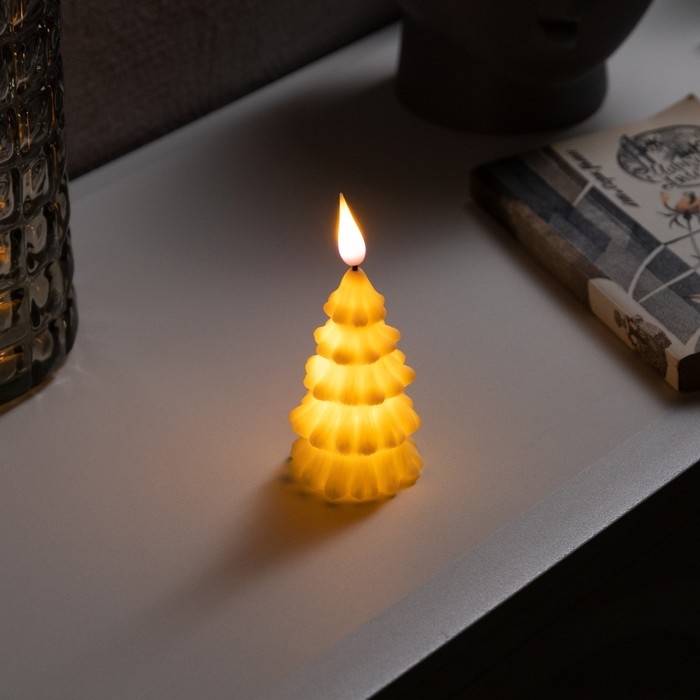 Светодиодная фигура &laquo;Ёлочка&raquo; 6 &times; 12 &times; 6 см, пластик, батарейки AG13х3 (в комплекте), свечение тёплое белое