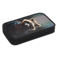 Пенал 2 секции, 125 х 205 х 40 мм, Calligrata 30П26/2 "Енот", ламинированный картон