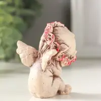 Статуэтка "Ангел в венке" 7 см, состаренный эффект, слоновая кость,