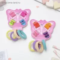 Набор для волос "Бабочка" (4 краба, 4 резинки) нежные оттенки