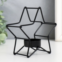 Подсвечник металл на 1 свечу "Звезда" d-3,8 см чёрный 12х5х11,8 см