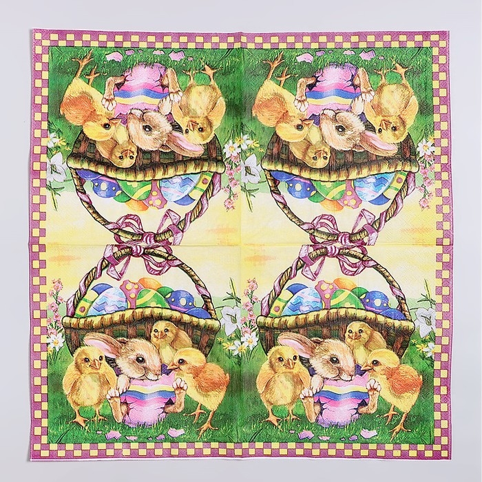 Салфетки бумажные &laquo;Пасхальная корзина&raquo; 33х33 см, набор 20 шт