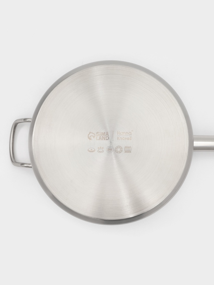 Ковш 8 л, d=26, h=15 см, с крышкой, толщина стенки 0,8 мм, индукция, две ручки