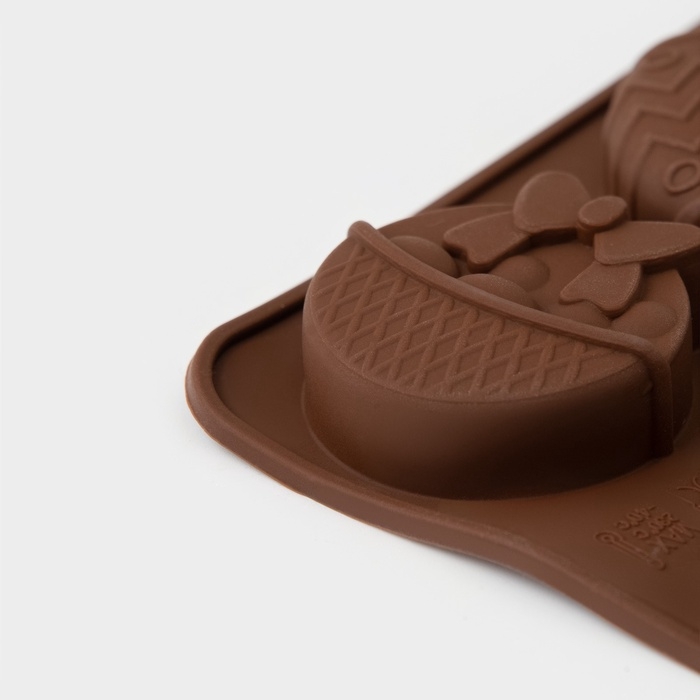 Форма для шоколада Доляна &laquo;Пасха&raquo;, силикон, 20,7&times;10,6&times;3 см, 8 ячеек, коричневая