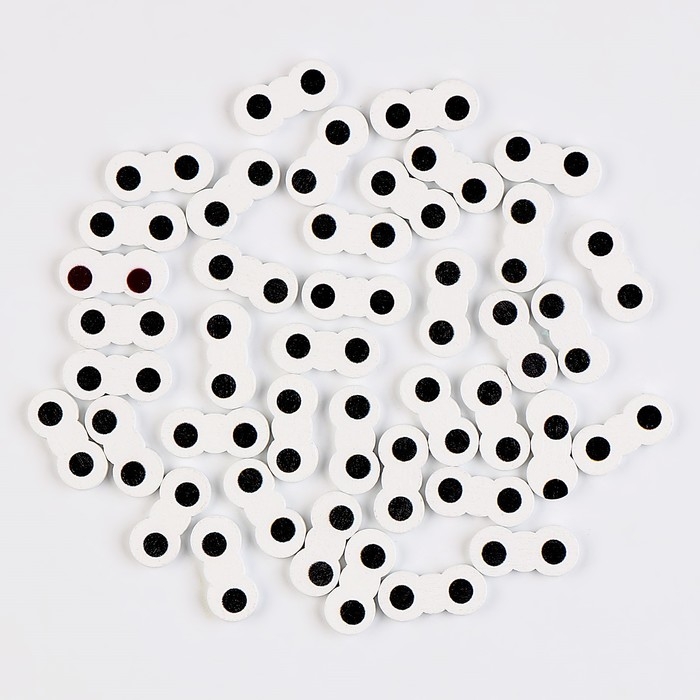 Глаза деревянные , набор 40 шт., размер 1 шт. &mdash; 1,6 &times; 1 см