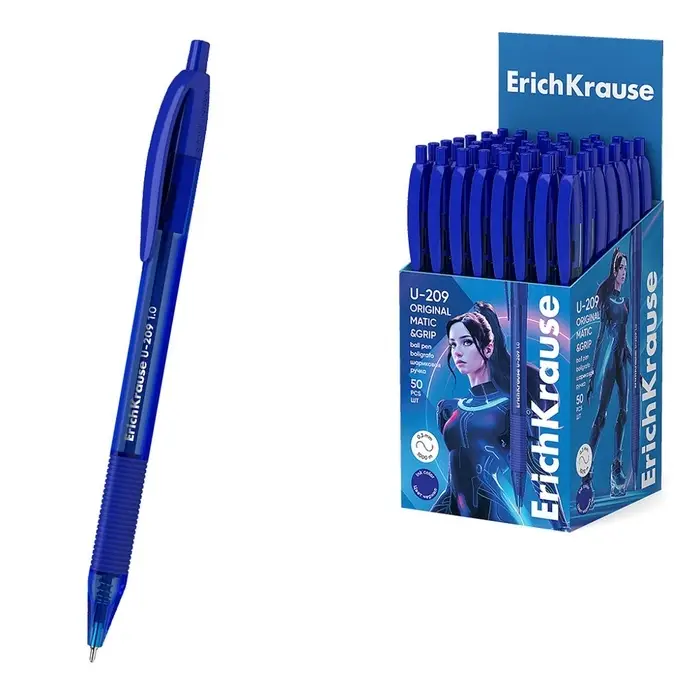 Ручка шариковая автоматическая ErichKrause U-209 Original Matic&Grip 1.0, Ultra Glide Technology чернила синие