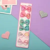 Зажим для волос "Бантик" сердечки голография, 6 см