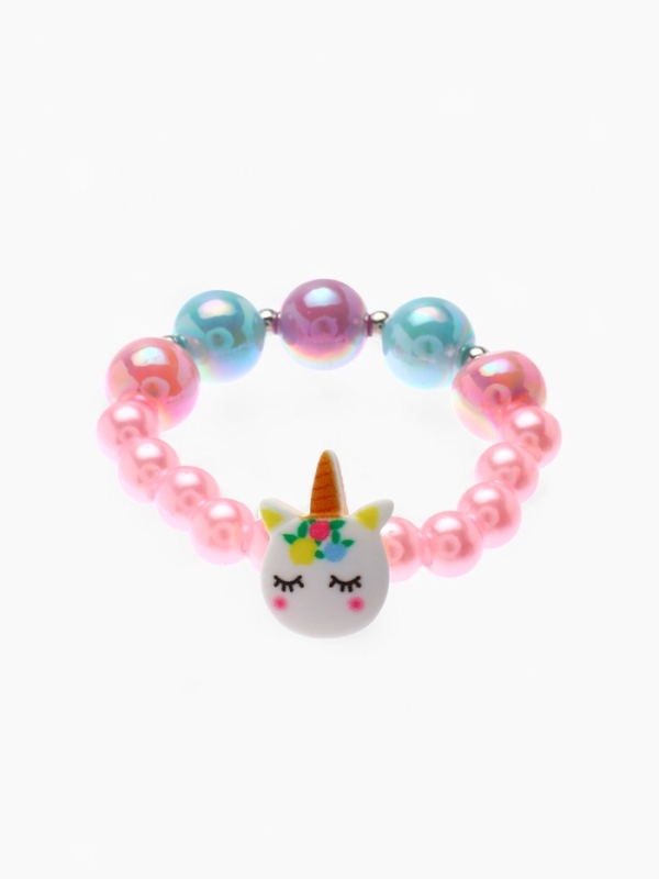 Набор детский "Выбражулька" единорог 4 пр-та: кулон, браслет, кольцо, клипсы  цв. разноц