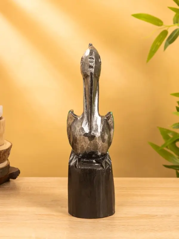 Сувенир интерьерный "Пеликан" 10х10х33 см, дерево, цв. серебро