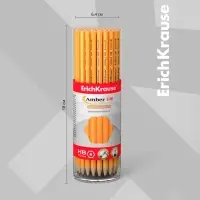 Карандаш чернографитный ErichKrause Amber 100, НВ, грифель d=2,2 мм, дерево, шестигранный, в тубусе