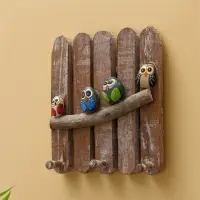 Вешалка "Воробьи на ветке" дерево Албезия 23х23х6 см