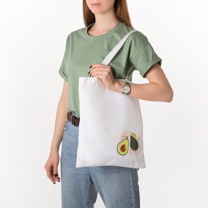 Сумка-шопер &laquo;Авокадо&raquo; без молнии, белая