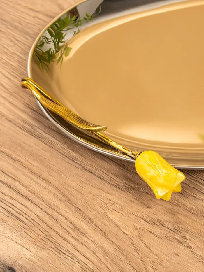 Поднос "Тюльпаны" 41х28х5 см, нержавеющая сталь