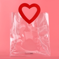 Пакет подарочный из ПВХ, красный, 25 x 28 x 15 см