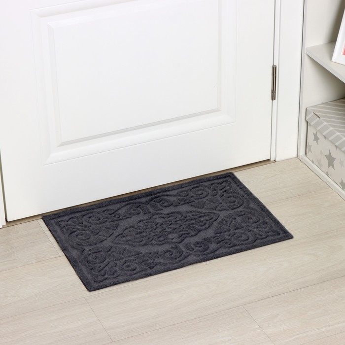 Коврик влаговпитывающий придверный без окантовки Доляна &laquo;Восточная сказка&raquo;, 40&times;60 см, цвет серый