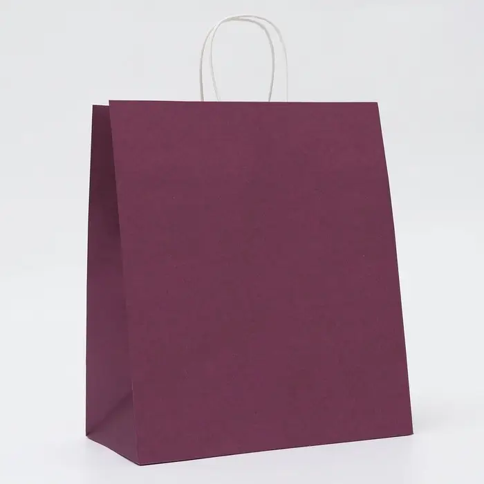 Пакет крафт сиреневый, круглая ручка, 32&times;19.5&times;37 см, 120 г