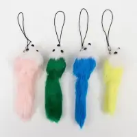 Пушистик на подвеске "Мышонок цветной с белой мордочкой" МИКС 12х3,5х3,5 см