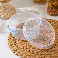 Контейнер пищевой RICCO, 1,2 л, d=17 см, h=7,5 см, круглый, цвет прозрачный, голубой