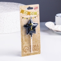 Свеча в торт на шпажке "Воздушный шарик.Звезда", цифра 7, 5,5 см, черная с золотом