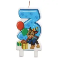 Свеча в торт цифра 3 "С Днем рождения", Щенячий патруль, 8,5&times;5 см