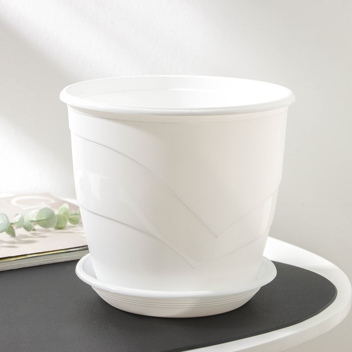 Горшок для цветов с поддоном &laquo;Венеция&raquo;, 3,1 л, d=19 см, цвет белый