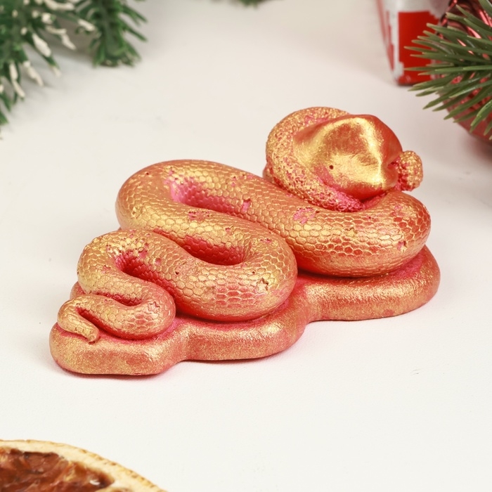 Фигура "Змея в колпаке" красная с позолотой, 8,5 х 6 х 3 см
