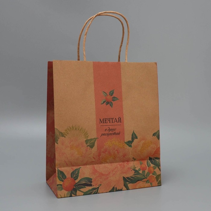 Пакет подарочный крафтовый, упаковка, &laquo;Мечтай&raquo;, ML 23 х 27 х 11.5 см