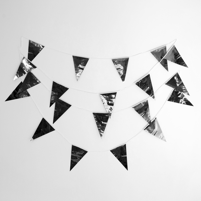 Гирлянда &laquo;Флажки&raquo;, 20 флажков, 10 метров, цвет серебристый
