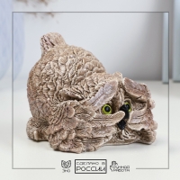 Фигура "Сова подглядывает" бежевая, 6,5х8х9см