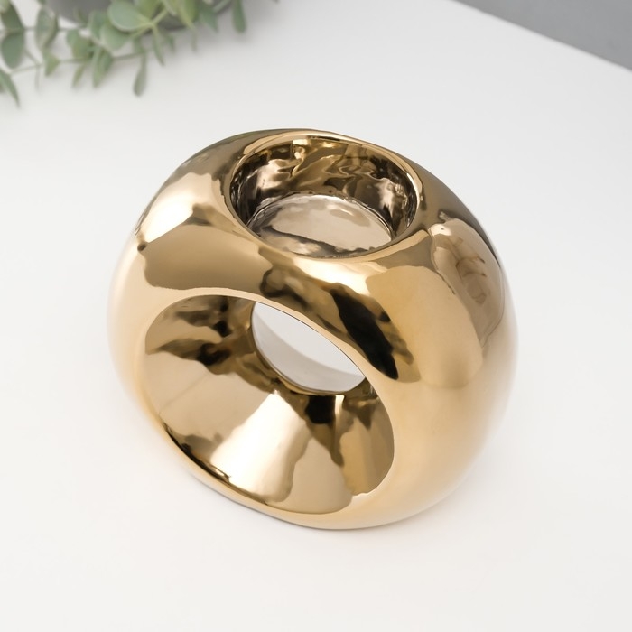 Подсвечник керамика на 1 свечу "Сердце" d=4 см серебро 14,5х6х17 см