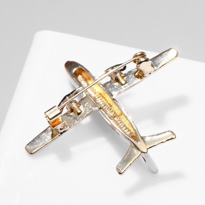 Брошь &laquo;Самолёт&raquo; лайнер, цветная в золоте
