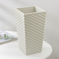 Кашпо для цветов со вставкой &laquo;Ротанг&raquo;, вставка 1,5 л, цвет белый