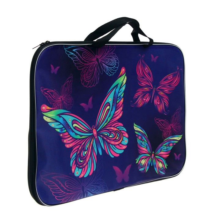 Папка для чертежей и рисунков А3, 470 х 350 х 20 мм, с ручками, текстильная, Calligrata Папка для чертежей и рисунков А3, 470 х 350 х 20 мм, с ручками, текстильная, Calligrata "Бабочки"