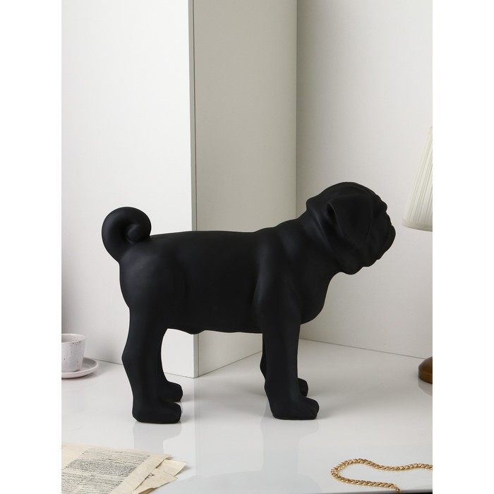 Фигура &laquo;Мопс&raquo;, полистоун, 48 см, цвет чёрный матовый