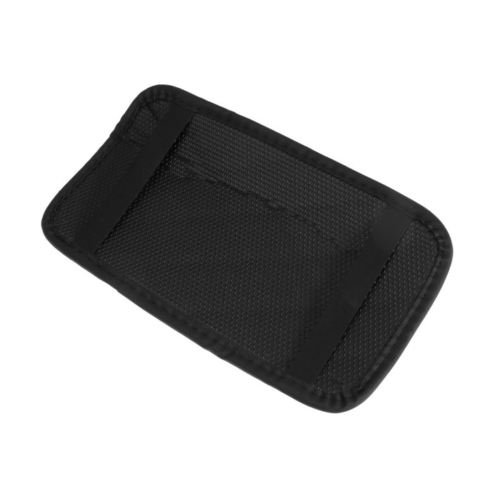 Коврик на подлокотник 29&times;19, экокожа, черный с красной строчкой