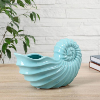 Ваза керамика настольная "Ракушка" наутилус, 9,5х25х15 см, микс