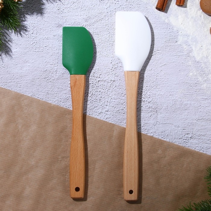 Новый год. Набор силиконовых лопаток &laquo;Новогоднее чудо&raquo;, 2 шт в наборе (26х5 см, 23.3х4.3 см)