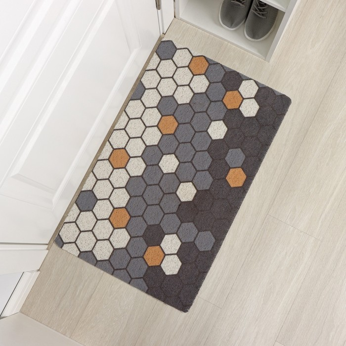 Коврик придверный грязезащитный Доляна &laquo;Гамма&raquo;, вырезной, 50&times;80 см, цвет серый