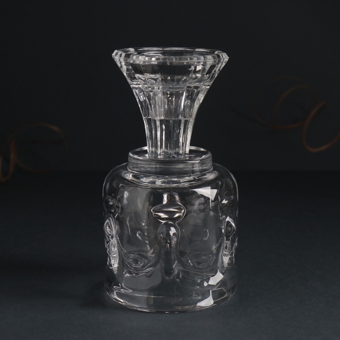 Подсвечник стекло на 1 свечу d=5 см "Лица" прозрачный 7х7х12,5 см