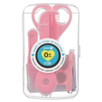 Набор по уходу за ребенком, 5 предметов (расческа, пинцет, ножницы, книпсер, пилка), цвет розовый