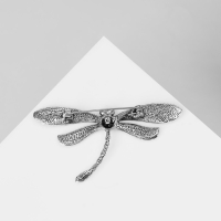 Брошь &laquo;Стрекоза&raquo; ракушка, цветная в чернёном серебре