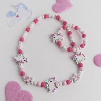 Набор детский &laquo;Выбражулька&raquo; 2 предмета: бусы, браслет, единорог, цвет МИКС