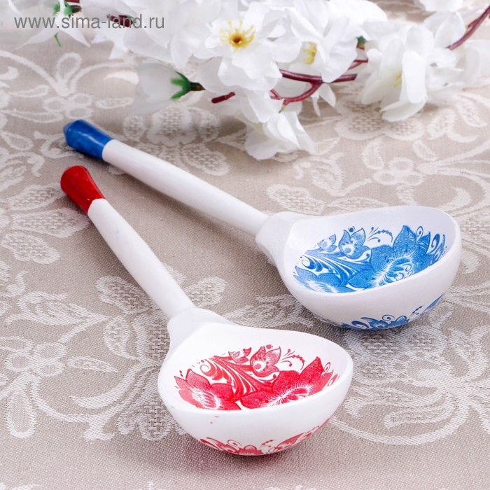 Ложка полубаская с росписью &laquo;Гжель&raquo;, 19&times;6 см, микс