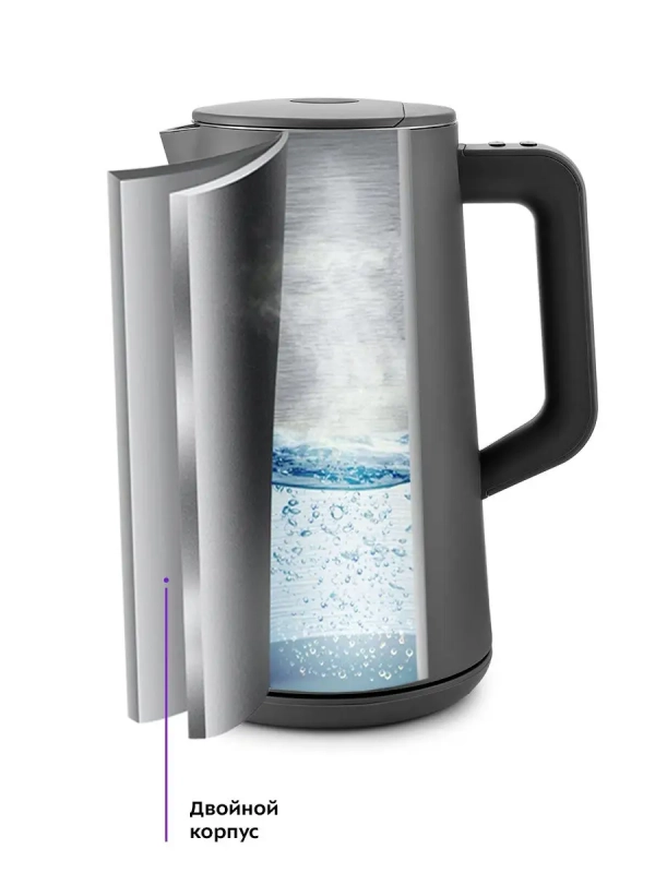 Чайник электрический металлический пластик КТ-6115 - 1.5 л