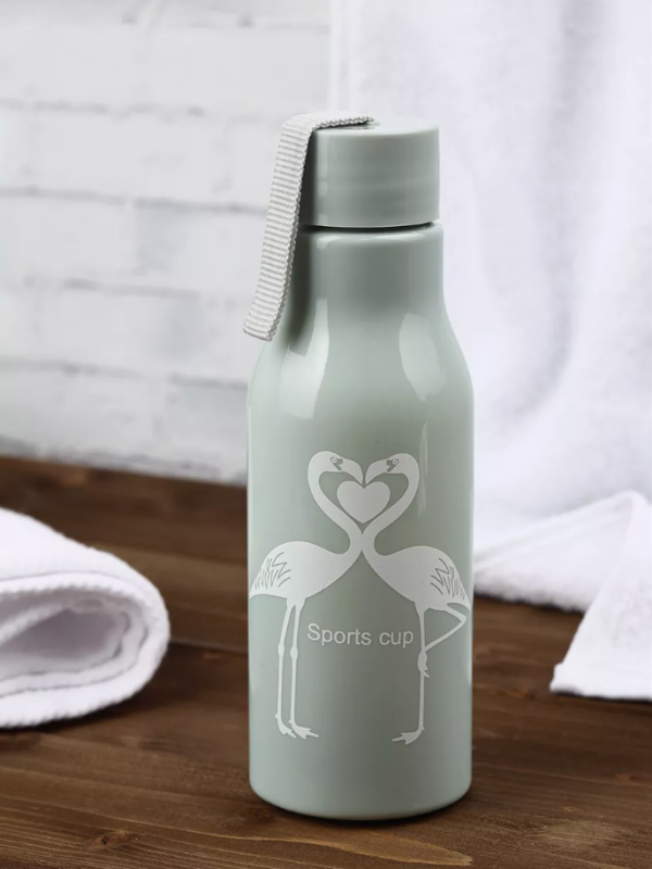 Бутылка для воды пластиковая &laquo;Фламинго&raquo;, 450 мл, цвет серо-голубой