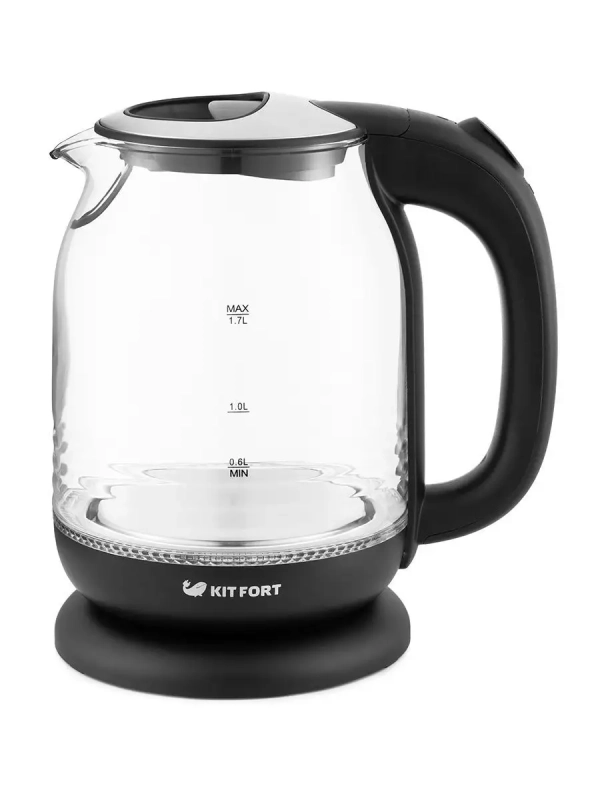 Чайник электрический стеклянный с подсветкой КТ-654 - 1.7 л