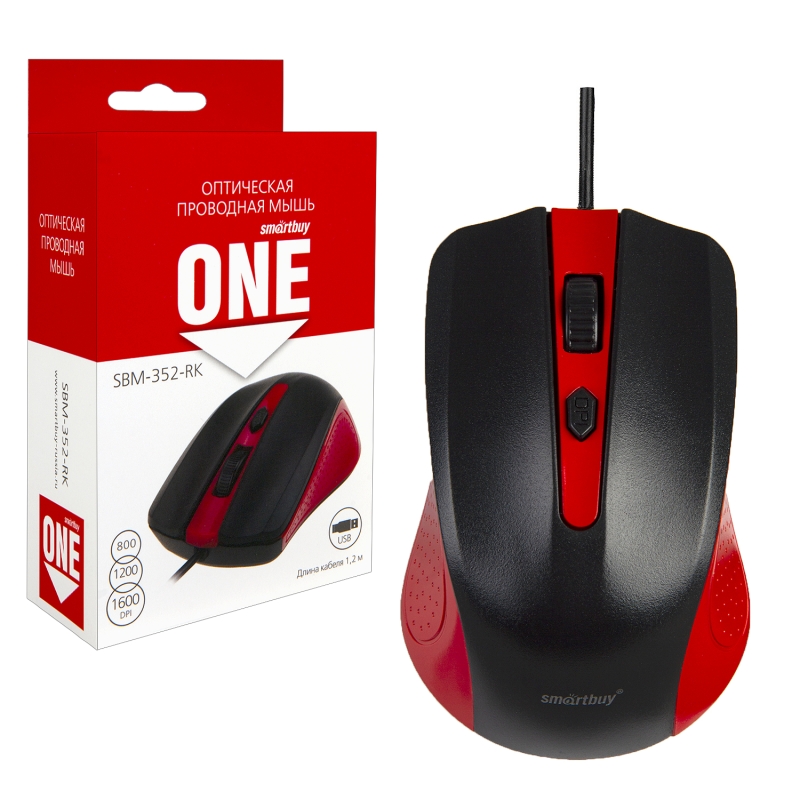 Мышь проводная Smartbuy ONE 352 красно-черная